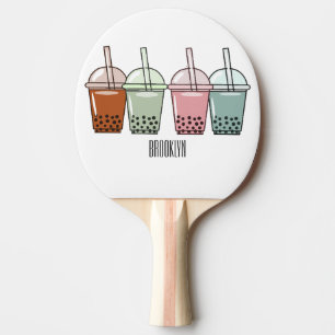 Bubble tea cartoon illustration  ping pong paddle