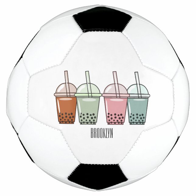 Bubble tea cartoon illustration  soccer ball (Front)