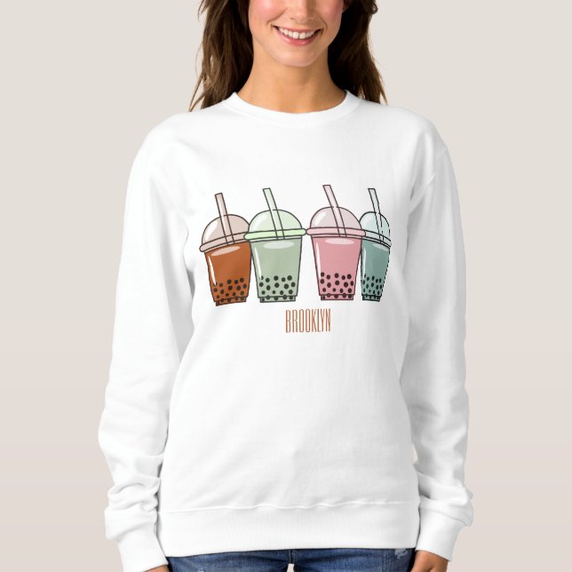 Bubble tea cartoon illustration  sweatshirt (Front)