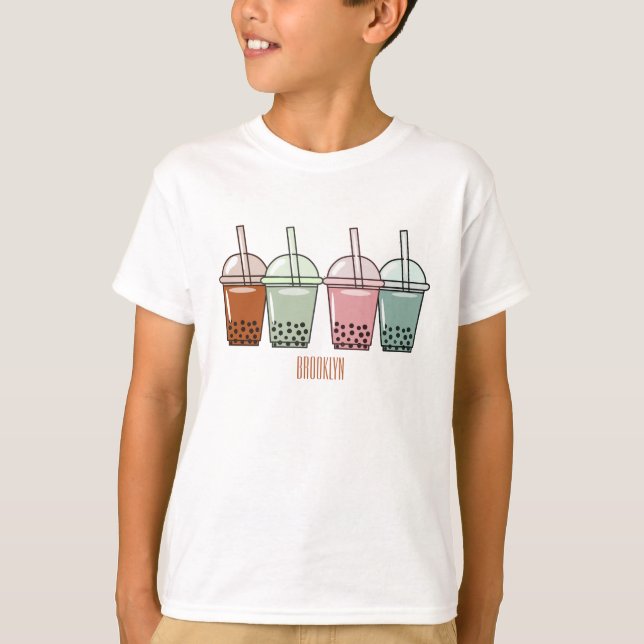 Bubble tea cartoon illustration T-Shirt (Front)