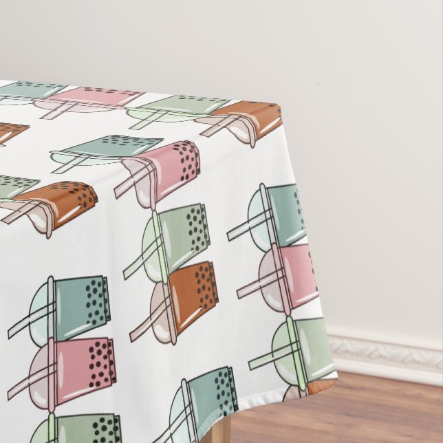Bubble tea cartoon illustration tablecloth (In Situ)