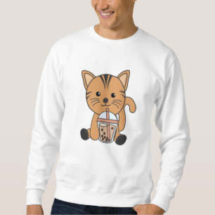 Bubble Tea Cat With Chocolate Sweet Animals Cats Sweatshirt