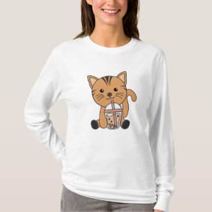 Bubble Tea Cat With Chocolate Sweet Animals Cats T-Shirt