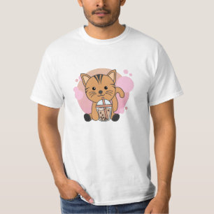 Bubble Tea Cat With Chocolate Sweet Animals Cats T-Shirt