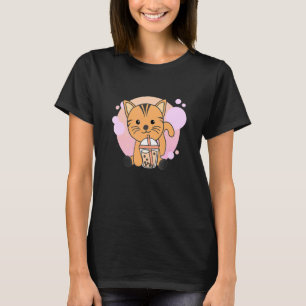 Bubble Tea Cats With Chocolate Tea Cute Cat T-Shirt