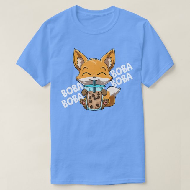 Bubble Tea Fox Funny Boba Tea  439 T-Shirt (Design Front)