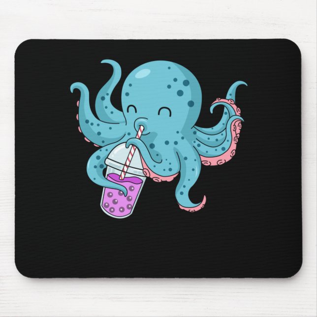 Bubble Tea Gift Kids Octopus Boba Tea Bubble Tea Mouse Pad (Front)