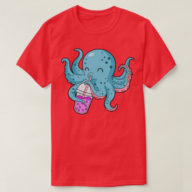 Bubble Tea Gift Kids Octopus Boba Tea Bubble Tea T-Shirt (Design Front)