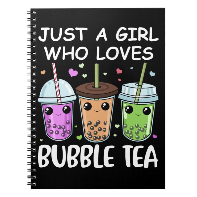Bubble Tea Gifts Girls Kawaii Bubble Tea Notebook (Front)