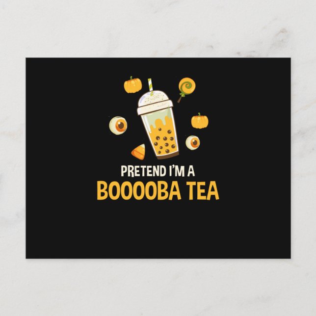 Bubble Tea Kawaii Halloween Postcard (Front)