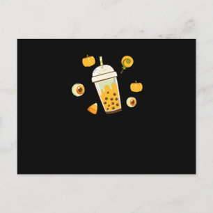 Bubble Tea Kawaii Halloween Postcard