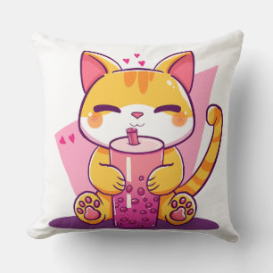 Bubble Tea Kitty Cushion