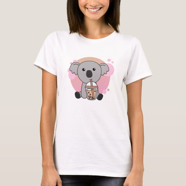 Bubble Tea Koala With Chocolate Sweet T-Shirt (Front)