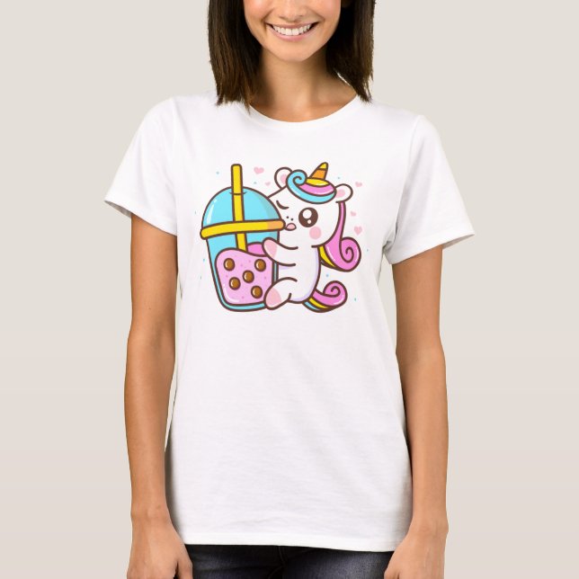 Bubble Tea Loving Unicorn T-Shirt (Front)