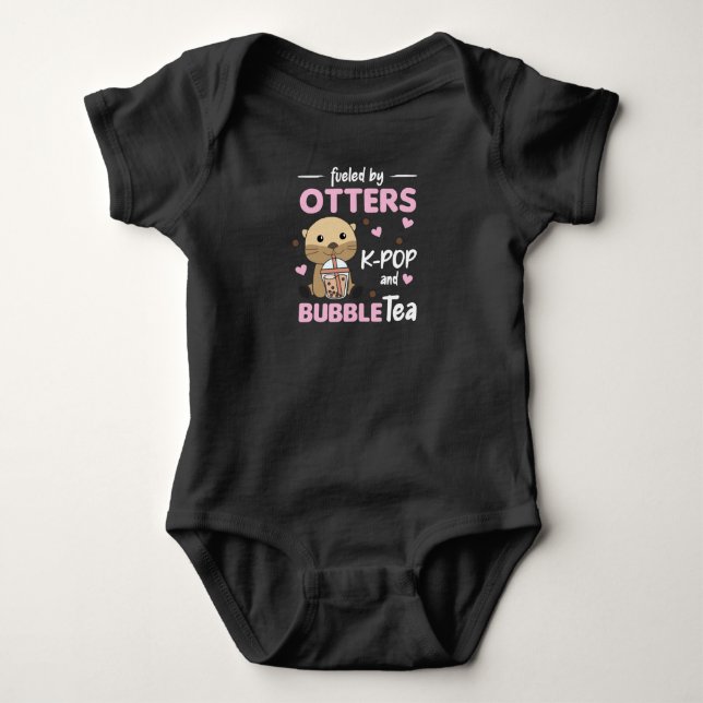 Bubble Tea Otter With Chocolate Cute Animals Baby Bodysuit (Front)