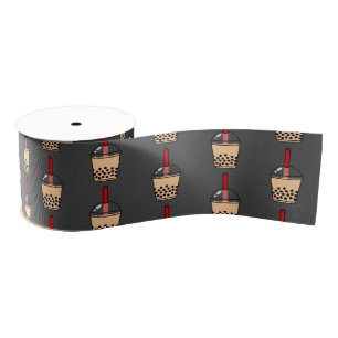 Bubble Tea Pattern  Grosgrain Ribbon