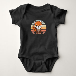 Bubble Tea Red Panda Chocolate Cute Animals Boba Baby Bodysuit