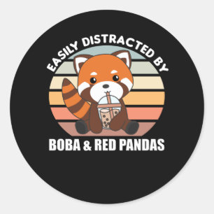 Bubble Tea Red Panda Chocolate Cute Animals Boba Classic Round Sticker