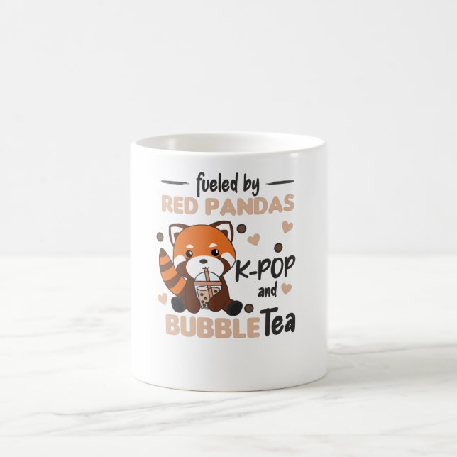 Bubble Tea Red Panda Chocolate Cute Animals Boba Coffee Mug (Center)