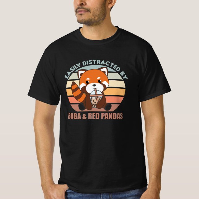 Bubble Tea Red Panda Chocolate Cute Animals Boba T-Shirt (Front)