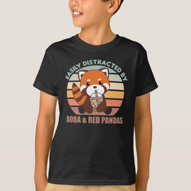 Bubble Tea Red Panda Chocolate Cute Animals Boba T-Shirt (Front)