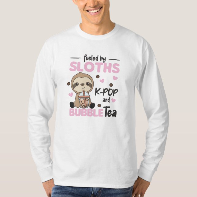 Bubble Tea Sloth Chocolate Cute Animals Boba T-Shirt (Front)