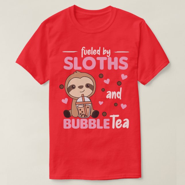 Bubble Tea Sloth With Chocolate Tea Cute Sloths Pr T-Shirt (Design Front)