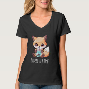 Bubble Tea Time - Cute Fox Drinking Boba Tea T-Shirt