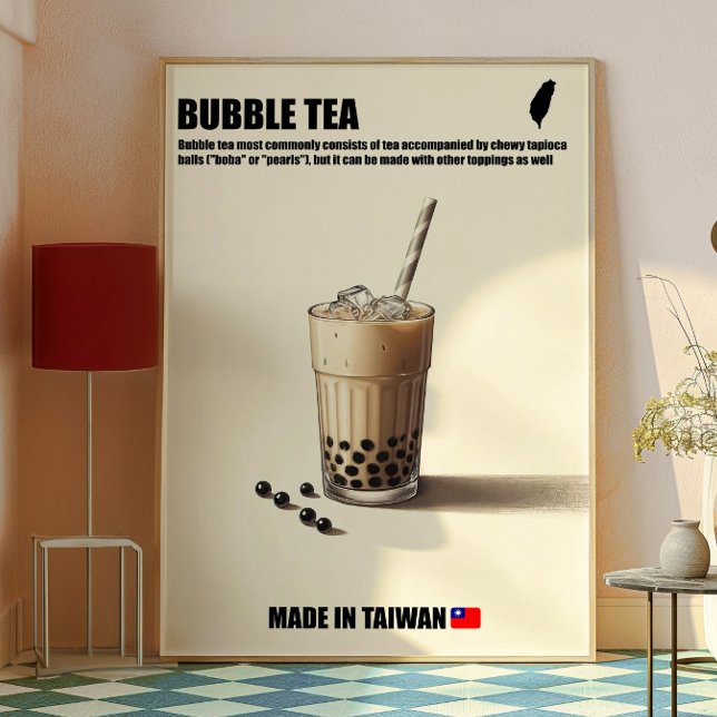Bubble Tea Wall Art, Boba Drink Trendy Kitchen Poster (Bubble Tea)
