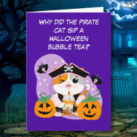 Bubble Tea with Pirate Kawaii Cat Halloween Fun