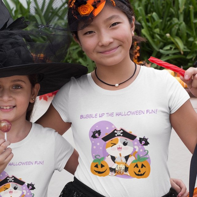 Bubble Tea with Pirate Kawaii Cat Halloween Fun T-Shirt (Creator Uploaded)