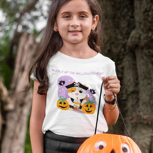Bubble Tea with Pirate Kawaii Cat Halloween Fun Toddler T-Shirt (Creator Uploaded)
