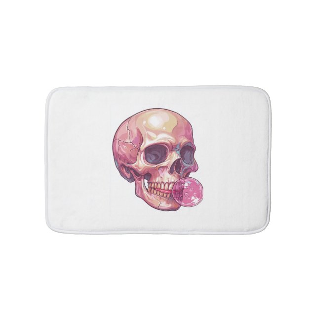 Bubble Trouble Skull – Funny Gum Skeleton Bath Mat (Front)