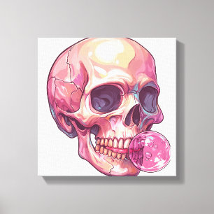 Bubble Trouble Skull � Funny Gum Skeleton Canvas Print