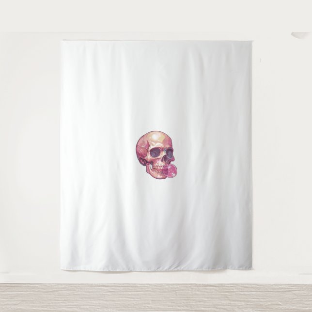 Bubble Trouble Skull – Funny Gum Skeleton Tapestry (Front)