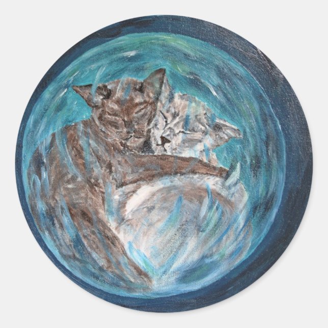 Bubblecats in Cyberspace Classic Round Sticker (Front)