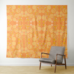 Bubblegum Bubbles Everywhere Orange  Tapestry