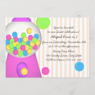 Bubblegum Candy Birthday Invitation