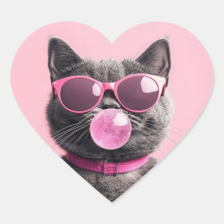 Bubblegum Cat Mug Heart Sticker