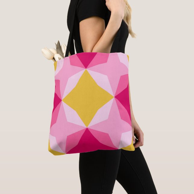 Bubblegum Diamond Motif Tote Bag (Close Up)