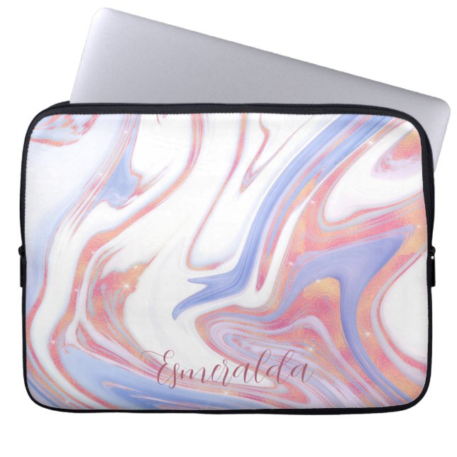 Bubblegum Marble Customisable Laptop Sleeve (Front)