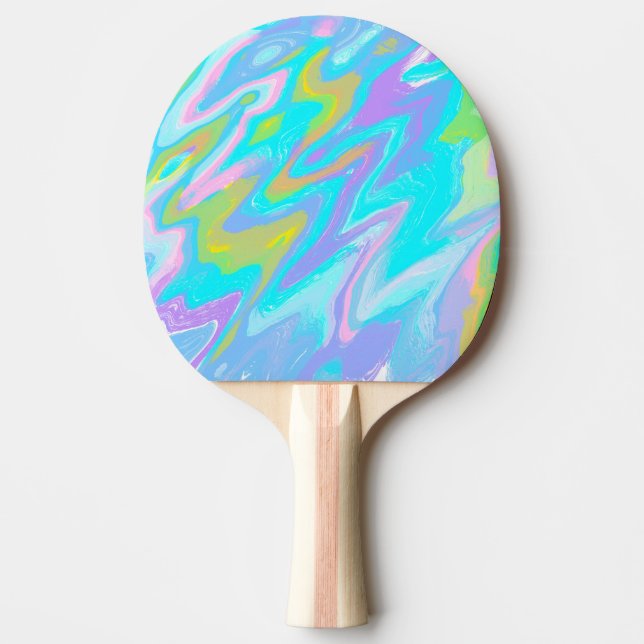 Bubblegum Marble Texture Liquid Paint Mixture Ping Pong Paddle (Front)