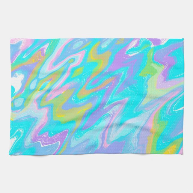 Bubblegum Marble Texture Liquid Paint Mixture Tea Towel (Horizontal)