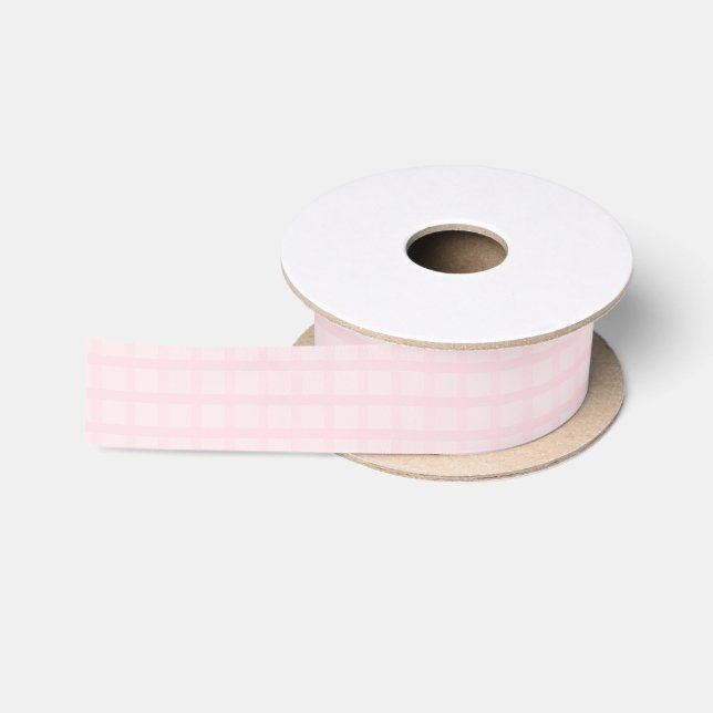 Bubblegum Pink And Lavender Blush Gingham Pattern  Satin Ribbon (Spool)