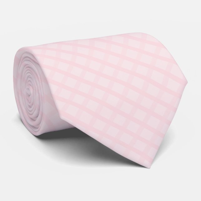 Bubblegum Pink And Lavender Blush Gingham Pattern Tie (Rolled)