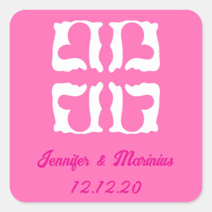 Bubblegum Pink and White Hearts Square Sticker
