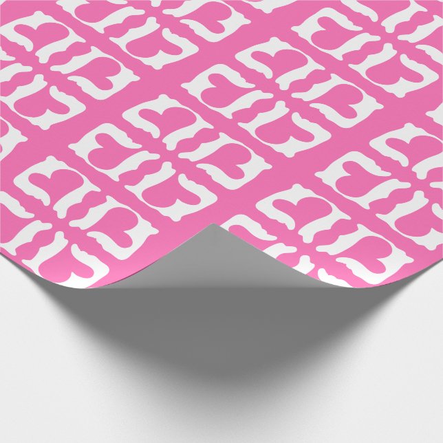 Bubblegum Pink and White Hearts Wrapping Paper (Corner)