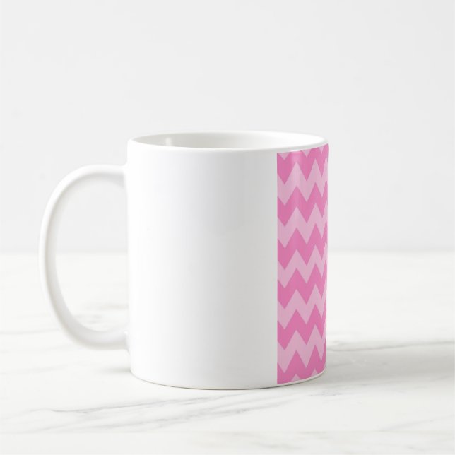 Bubblegum Pink Chevron – Two-Tone Zigzag Pattern Coffee Mug (Left)