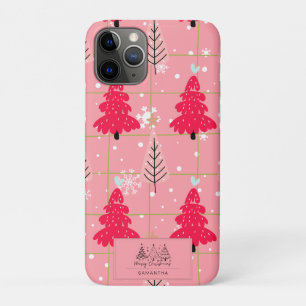 Bubblegum Pink Christmas Tree Snowflake Case-Mate iPhone Case