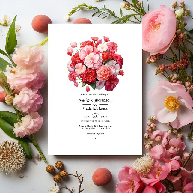 Bubblegum Pink, Cotton Candy & Strawberry Wedding Invitation (Creator Uploaded)